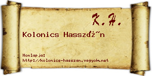 Kolonics Hasszán névjegykártya